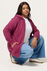 YOURS Plus Size Burgundy Red Zip Through Hoodie | Yours Clothing 3