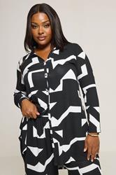 YOURS Plus Size Black & White Abstract Shirt | Yours Clothing 3