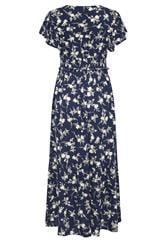 M&Co Navy Blue Floral Print Shirred Waist Maxi Dress | M&Co 6