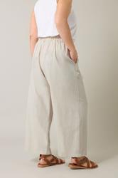 EVANS Plus Size Natural Brown Tailored Linen Trousers | Evans 4