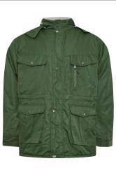 BadRhino Big & Tall Green Fleece Lined Hooded Coat