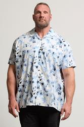 BadRhino Big & Tall White Flower Print Peached Revere Collar Shirt | BadRhino 1