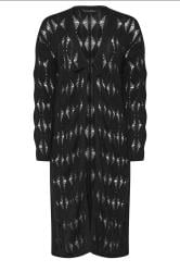 PixieGirl Petite Black Crochet Maxi Tie Cardigan