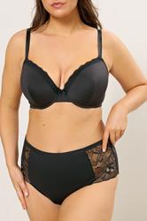 YOURS Plus Size Black Microfibre Lace Full Briefs | Yours Clothing 3
