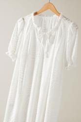 EVANS Plus Size White Burnout Print Tie Neck Blouse | Evans 8