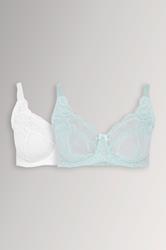 YOURSET 2 PACK Plus Size Mint Green & White Swirl Lace Bras | Yours Clothing 1
