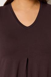 YOURS Plus Size Chocolate Brown Pleat Front Top | Yours Clothing 4