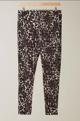 EVANS Plus Size Natural Brown Leopard Print Trousers | Evans 5