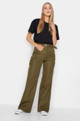 LTS Tall Khaki Green Belted Wide Leg Cargo Trousers | Long Tall Sally 1