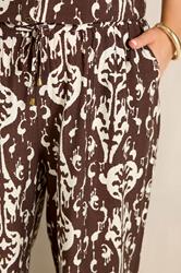 EVANS Plus Size Chocolate Brown Abstract Trousers | Evans 4