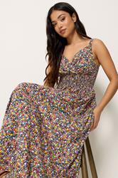 PixieGirl Petite Women's Black Ditsy Floral Maxi Dress | PixieGirl 1