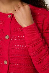 M&Co Red Crew Neck Crochet Cardigan | M&Co 4