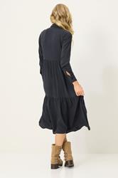 PixieGirl Petite Women Black Acid Wash Tiered Smock Dress | PixieGirl 2