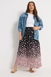 YOURS Plus Size Pink Floral Ditsy Maxi Skirt | Yours Clothing 1