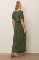 LTS Tall Women's Khaki Green Cotton Maxi T-Shirt Dress | Long Tall Sally 2