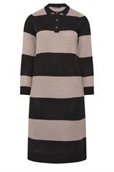 YOURS Plus Size Black Rugby Collar Knitted Jumper Dress | Yours Clothing 5