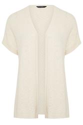 EVANS Curve Cream Tape Yarn Short Sleeve Cardigan