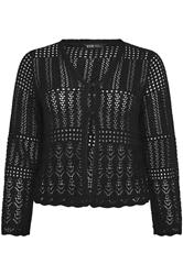 YOURS Curve Black Pointelle Knitted Cardigan