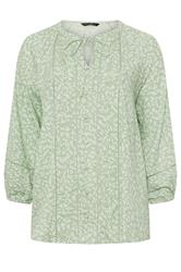 EVANS Curve Sage Green Ditsy Tie Neck Blouse
