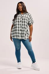 YOURS Plus Size Black Check Short Sleeve Shirt | Yours Clothing 1