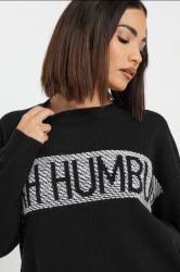 PixieGirl Petite Women's Black Knitted Christmas Slogan Jumper | PixieGirl 4