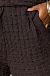 YOURS Plus Size Chocolate Brown Bubble Textured Wide Leg Trousers | Yours Clothing 4