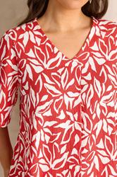 EVANS Plus Size Red Floral Pleat Front Angel Sleeve Top | Evans  4