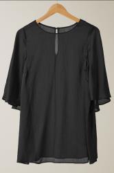 EVANS Curve Black Angel Sleeve Blouse