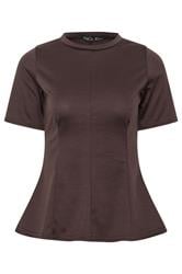 M&Co Petite Chocolate Brown Fitted Waist T Shirt | M&Co 5