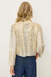 PixieGirl Petite Women's Gold Metallic Foil Cable Knit Jumper | PixieGirl 2