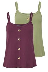 PixieGirl Petite 2 PACK Sage Green & Purple Button Down Cami Tops