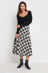 LTS Tall Black Check Print Tiered Midi Skirt | Long Tall Sally 1