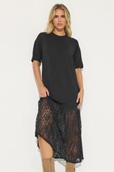 PixieGirl Petite Women's Black Lace T-Shirt Maxi Dress | PixieGirl 3
