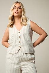 YOURS Plus Size White Pinstripe Denim Waistcoat | Yours Clothing 3