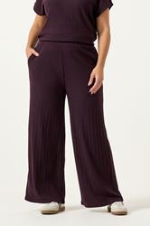 YOURS Plus Size Dark Purple Knitted Wide Leg Trousers | Yours Clothing 1