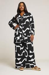 YOURS Plus Size Black & White Abstract Shirt | Yours Clothing 1