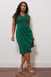 YOURS LONDON Plus Size Green Lace Midi Dress | Yours Clothing 3