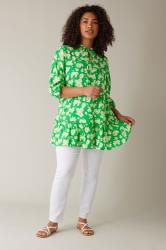 EVANS Curve Green Floral Tie Neck Blouse 1