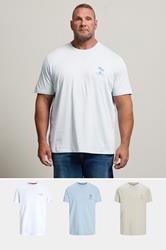 JACK & JONES Big & Tall 3 PACK Chambray Blue Summer Vibe T-Shirts 3
