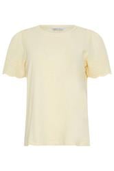 M&Co Yellow Embroidered Sleeve Cotton T-Shirt