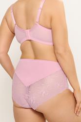 YOURS Plus Size Pink Microfibre Lace Full Briefs | Yours Clothing 2