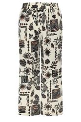 YOURS Curve Natural Brown Summer Print Crinkle Wide Leg Trousers