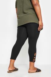YOURS Plus Size Black Cut Out Cropped Leggings | Yours Clothing 2