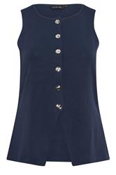 LIMITED COLLECTION Curve Navy Blue Compact Knitted Waistcoat