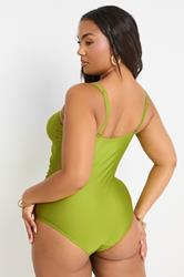 YOURS Plus Size Green Shell Detail Swimsuit | Yours Clothing 4