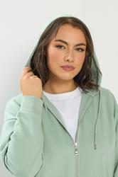 YOURS Plus Size Sage Green Longline Zip Hoodie | Yours Clothing 4