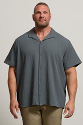 JACK & JONES Big & Tall Green Textured Resort Shirt | BadRhino 3
