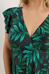 YOURS Plus Size Black Leaf Print Swimdress | Yours Clothing 5