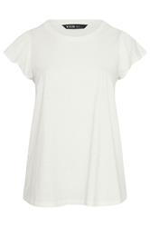 YOURS Curve White Frill Short Sleeve T-Shirt