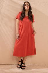 EVANS Plus Size Burnt Orange Premium Cotton Dress | Evans 3